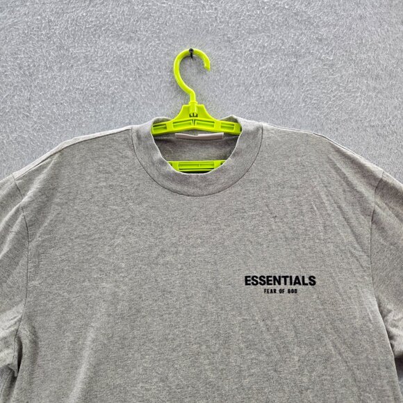 Fear Of God Essentials Men Shirt S Gray Logo Short Sleeve - Picture 10 of 10